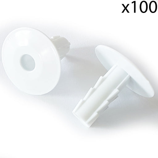 100x 8mm White Single Cable Bushes Feed Through Wall Cover Coaxial Hole Tidy Cap Loops
