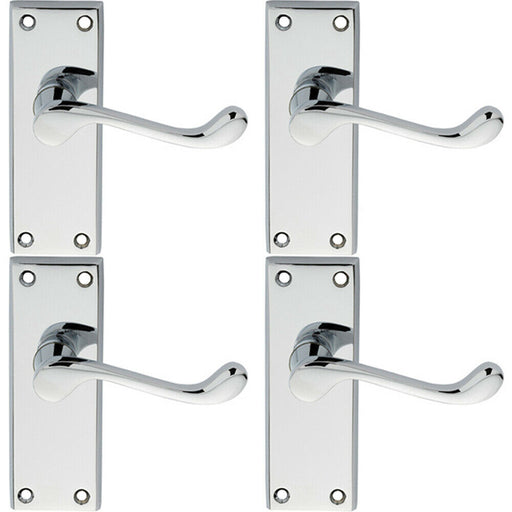 4x PAIR Victorian Scroll Lever on Short Latch Backplate 118 x 43mm Chrome Loops