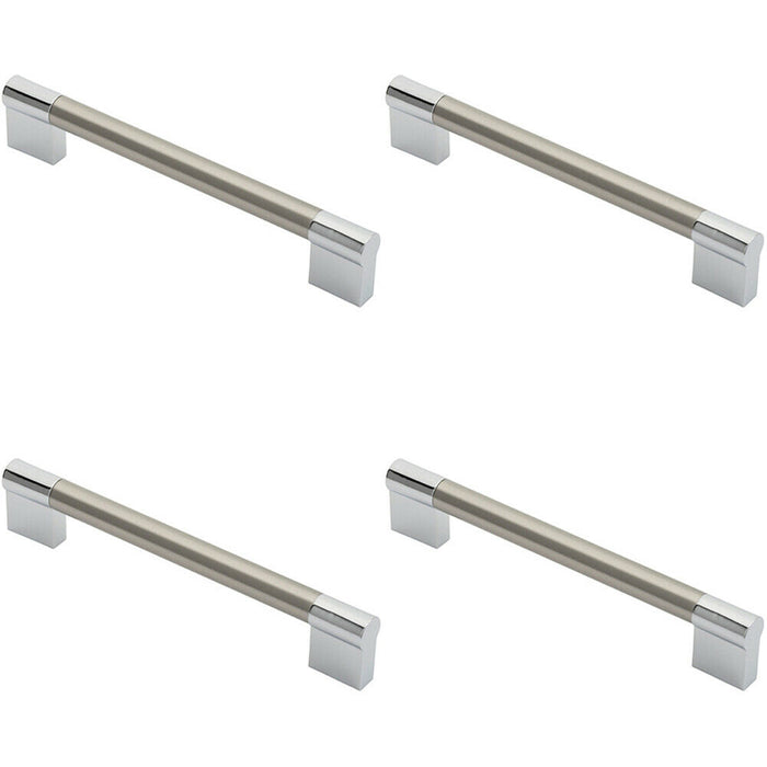 4x Keyhole Bar Pull Handle 172 x 14mm 160mm Fixing Centres Satin Nickel & Chrome Loops