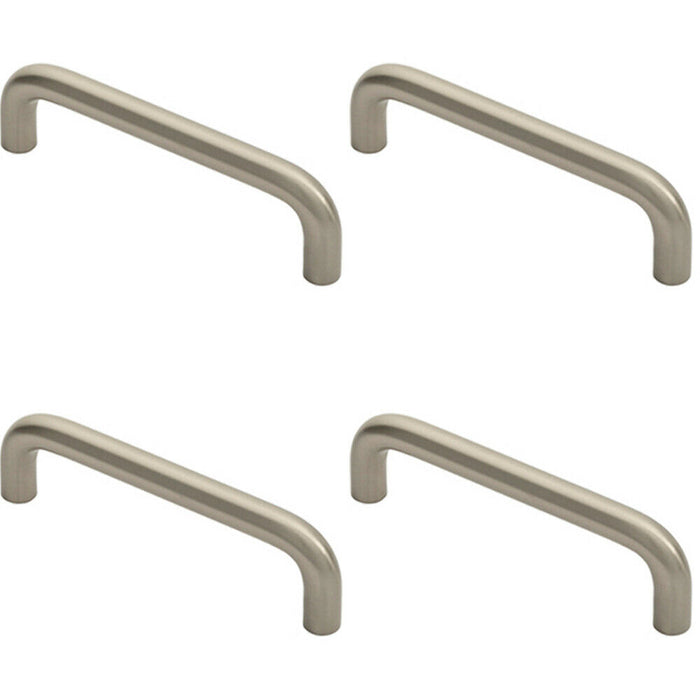 4x Round D Bar Cabinet Pull Handle 106 x 10mm 96mm Fixing Centres Satin Nickel Loops