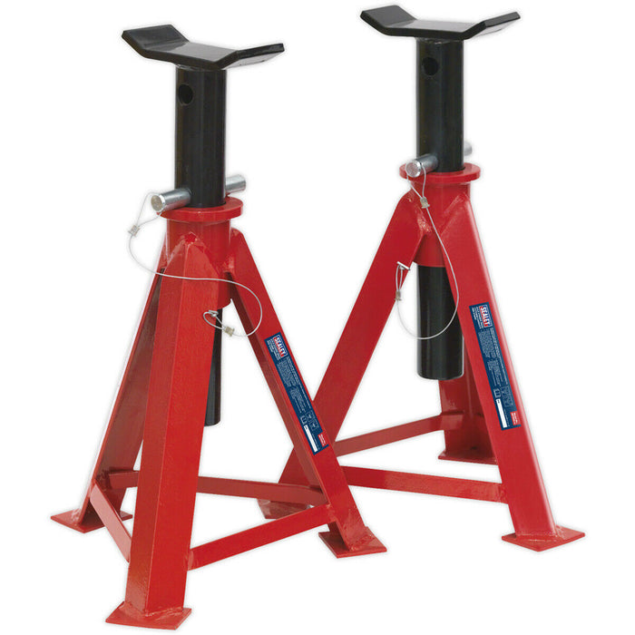 PAIR 7.5 Tonne Axle Stands - Pin & Chain Load Support - 730mm Max Height Loops