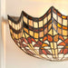 Tiffany Glass Wall Light Cream & Bold Red Scallop Shade Interior Sconce i00258 Loops