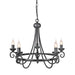 5 Bulb Chandelier Medieval Feel Soft Curving Arms Swirl Finial Black LED E14 60W Loops