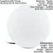 2 PACK IP65 Outdoor Garden Ball Light White Plastic 1x 40W E27 300mm Globe Loops