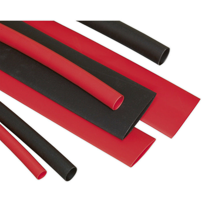 95 Piece Black & Red Heat Shrink Tubing Assortment - 100mm Length - Thin Walled Loops