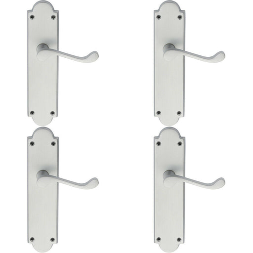 4x PAIR Victorian Scroll Handle on Latch Backplate 205 x 49mm Satin Chrome Loops