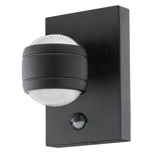IP44 Outdoor Wall Light & PIR Sensor Black Zinc Steel 3.7W Built in LED Loops
