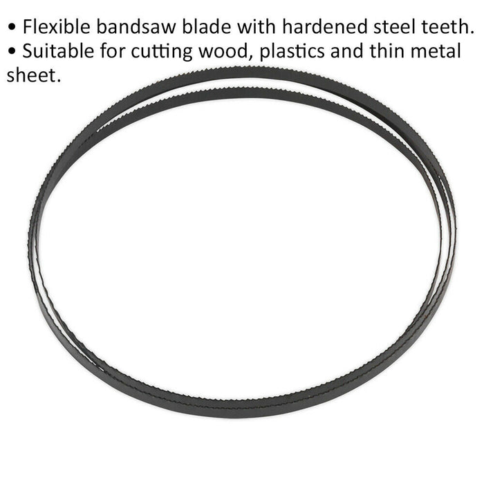 1400 x 6.5 x 0.35mm Bandsaw Blade Hardened Steel Teeth 14 TPI Wood Plastic Metal Loops