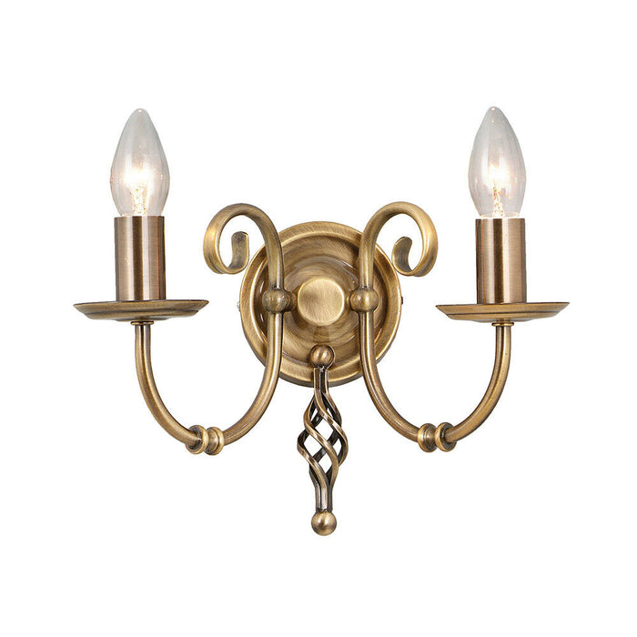 Twin Wall Light Artisan Knot Twist Detail Aged Brass LED E14 60W Loops