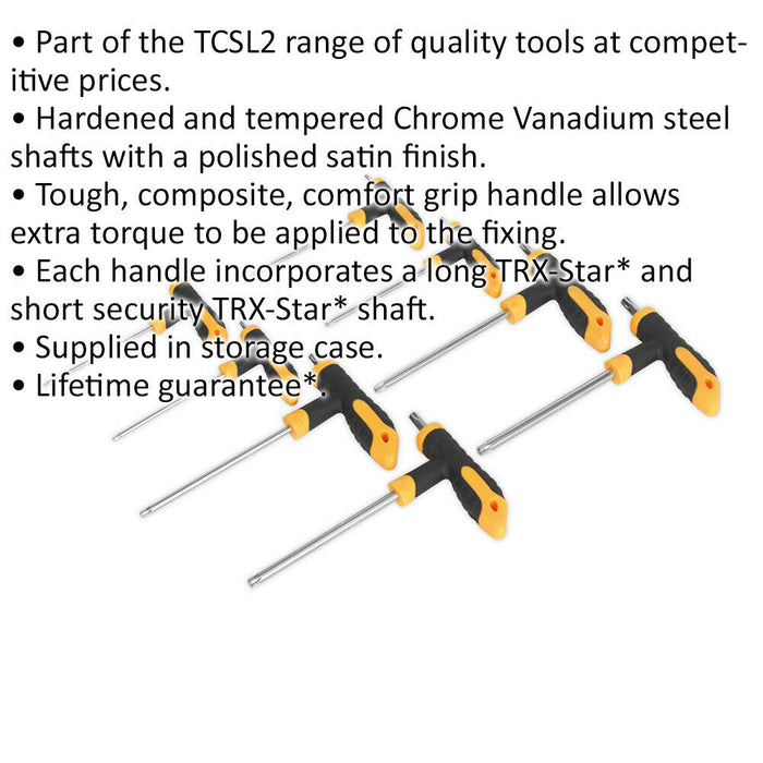 8 Piece T-Handle TRX-Star Key Set - T10 to T50 Sizes - Comfort Grip Handle Loops