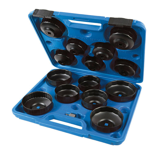 15 PIECE Oil Filter Wrench Cup Socket Set Cap Changing Tool 65mm to 100mm Loops