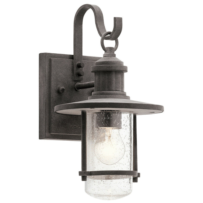 Outdoor IP44 1 Bulb Wall Light Lantern Weathered Zinc LED E27 60W Loops