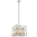 Hanging Ceiling Pendant Light Chrome & Crystal Gorgeous Modern Square Box Shade Loops