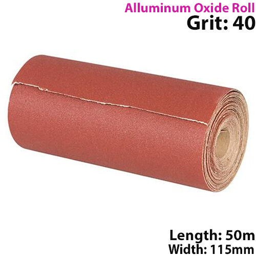 50m 40 Grit Aluminium Oxide Sand Paper Rolls Long Life Sanding Grinding Sheet Loops