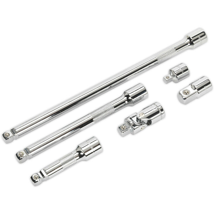 6 Pc Wobble / Rigid Extension Bar Set - 3/8" Sq Drive - Adaptors & Joint Loops