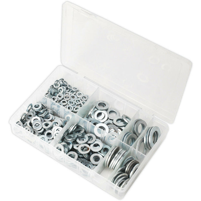 495 Piece Form C Flat Washer Assortment - M6 to M24 - Partitioned Storage Box Loops