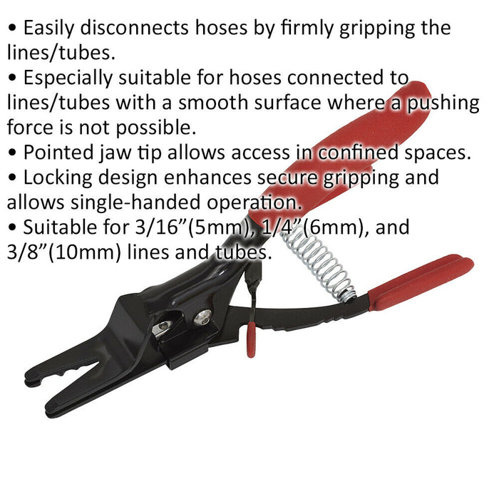 Hose Removal Pliers - Hose Disconnection Tool - Locking Design - Pointed Jaw Tip Loops