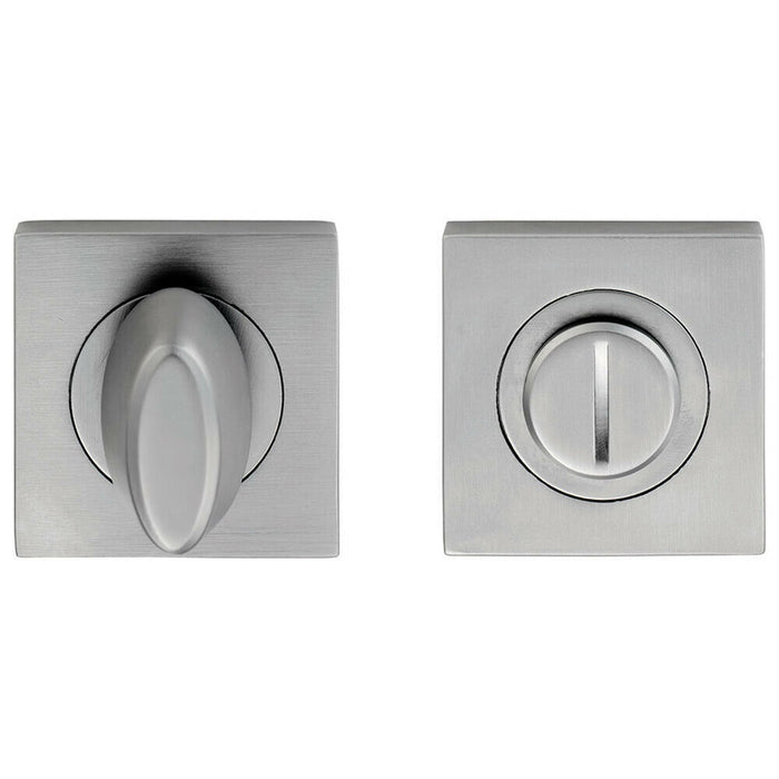 Bathroom Thumbturn Lock and Release Handle Square Rose Satin Chrome Loops