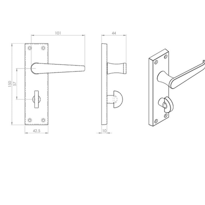 Door Handle & Bathroom Lock Pack Chrome Victorian Straight 150 x 43mm Backplate Loops