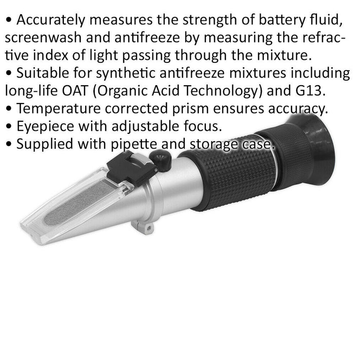 Refractometer - Antifreeze Batter Fluid & Screen wash - Strength Measuring Tool Loops