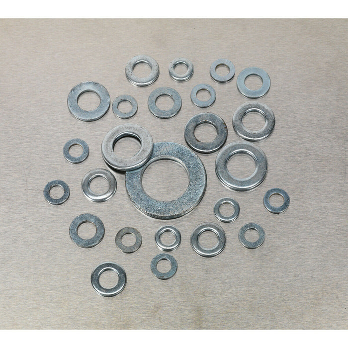 495 Piece Form C Flat Washer Assortment - M6 to M24 - Partitioned Storage Box Loops