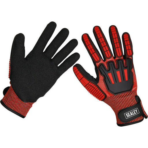 PAIR Cut & Impact Resistant Gloves - Large - Hook & Loop Wrist Strap - Washable Loops