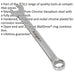 Hardened Steel Combination Spanner - 14mm - Polished Chrome Vanadium Wrench Loops