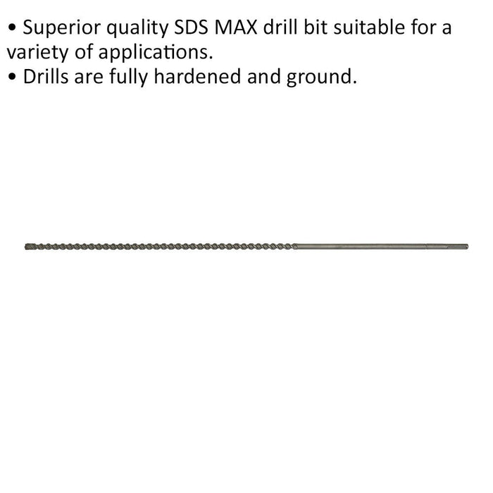 25 x 1320mm SDS Max Drill Bit - Fully Hardened & Ground - Masonry Drilling Loops
