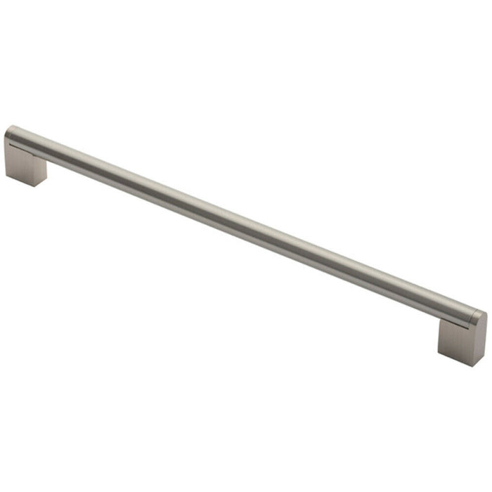 Round Bar Pull Handle 360 x 14mm 320mm Fixing Centres Satin Nickel & Steel Loops