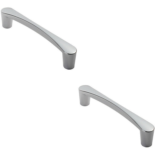 2x Curved D Shape Pull Handle 181 x 20mm 160mm Fixing Centres Polished Chrome Loops