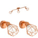 Ceiling Spot Light & 2x Matching Wall Lights Copper Geometric Wire Cage Shade Loops