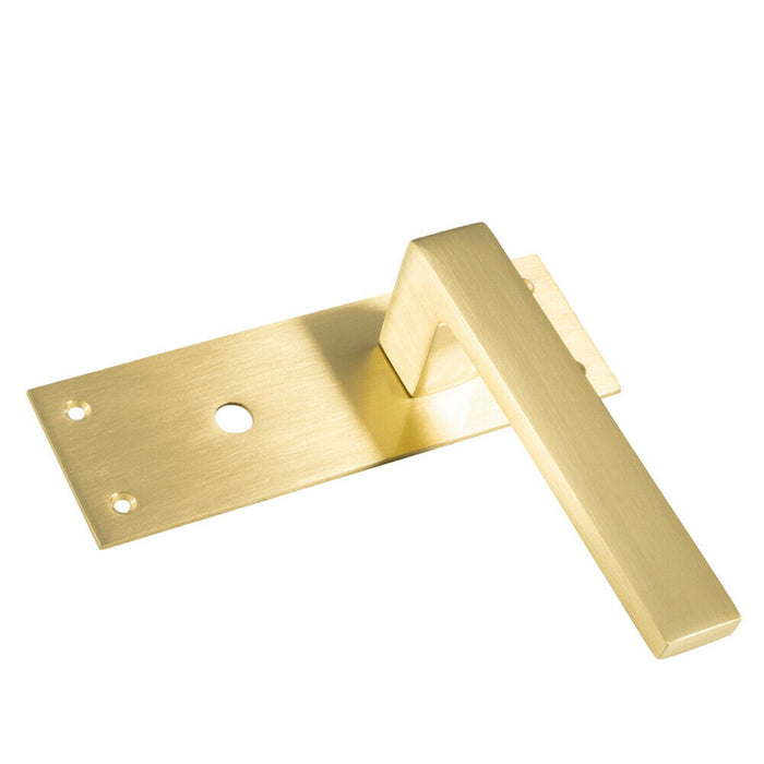4x PAIR Straight Square Handle on Bathroom Backplate 150 x 50mm Satin Brass Loops
