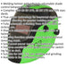 Green Auto Darkening Welding Helmet - Shade Variable Control - Grinding Function Loops