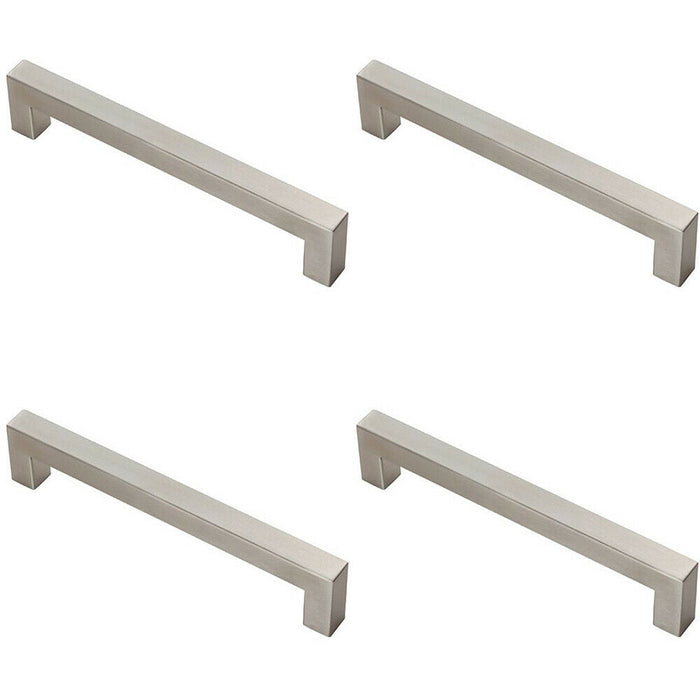 4x Square Linear Block Pull Handle 174 x 14mm 160mm Fixing Centres Satin Steel Loops