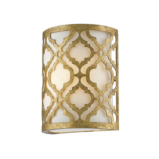 Wall Light Metal Outer Shade Cream Linen Shade Distressed Gold LED E27 60W Loops