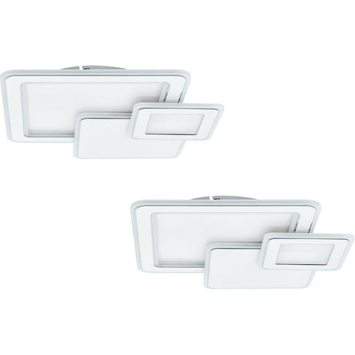 2 PACK Wall Flush Ceiling Light Colour White Chrome Shade White Plastic LED 50W Loops