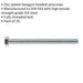 25 PACK HT Setscrew - M8 x 100mm - Grade 8.8 Zinc - Fully Threaded - DIN 933 Loops