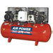 270 Litre Belt Drive Air Compressor - Dual 3hp Motors & Pumps - Single Phase Loops