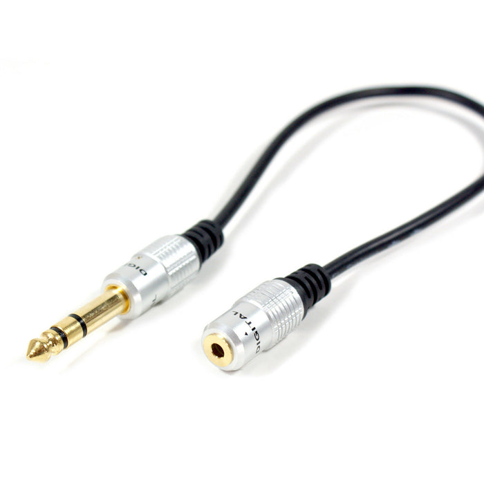 0.3m 6.35mm Jack Plug to 3.5mm Stereo Socket Extension Cable Lead ¼" Headphone Loops