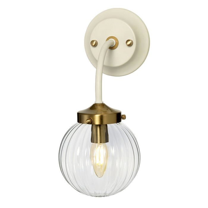 Wall Light Sconce Cream Painted + Aged Brass Finish Plated LED E14 60W Bulb Loops