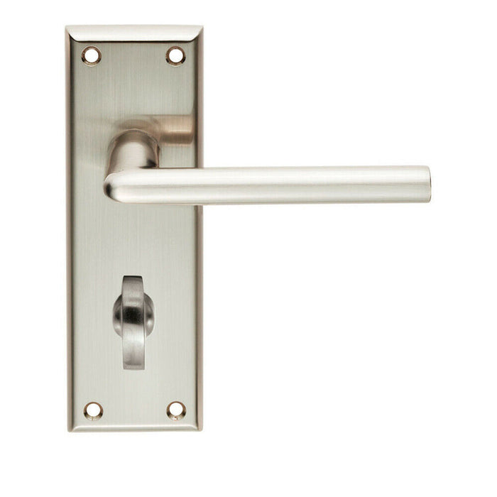 2x PAIR Rounded Lever on Bathroom Backplate Handle 150 x 50mm Satin Nickel Loops