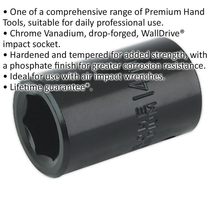 14mm Forged Impact Socket - 1/2 Inch Sq Drive - Chrome-Vanadium Wrench Socket Loops