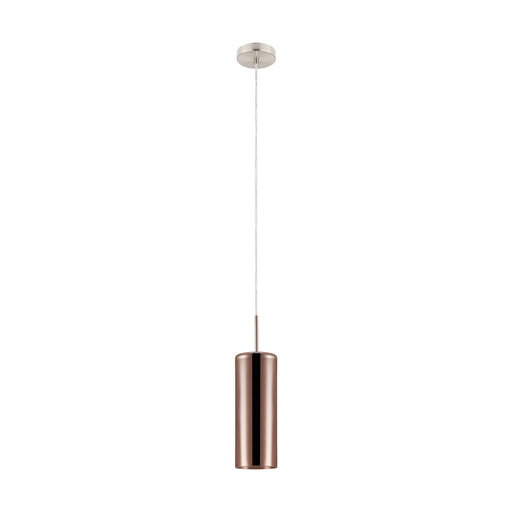 Pendant Light Satin Nickel Shade Copper Coloured Glass Vaporized Bulb E27 1x15W Loops
