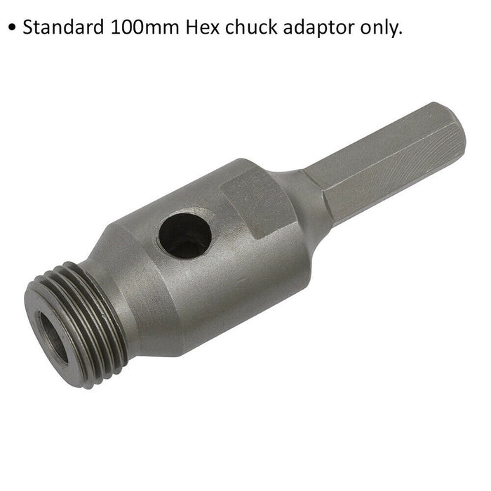 Standard 100mm Hex Chuck Adaptor - Holesaw Hole Cutter Adaptor - Drill Accessory Loops