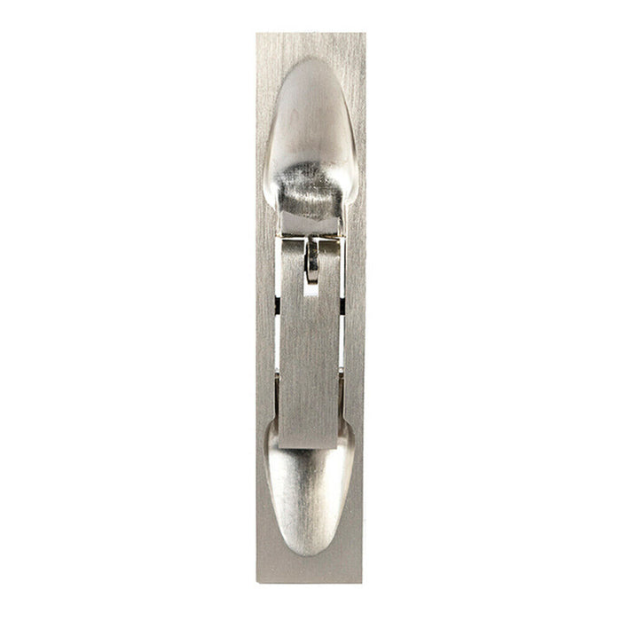 Lever Action Flush Door Bolt with Flat Keep Plate 254 x 20mm Satin Nickel Loops