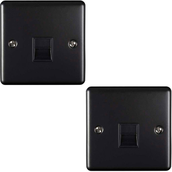 2 PACK BT Master Telephone Socket MATT BLACK & Black PSTN Line Wall Plate Loops