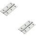2x PAIR 50 x 28 x 1.5mm Cabinet Hinge Polished Chrome Small Cupboard Door Loops