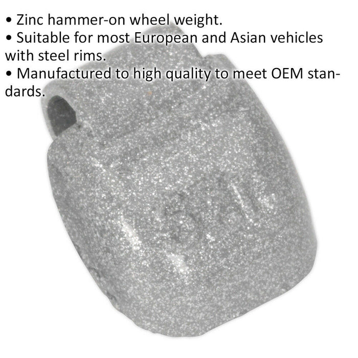 100 PACK 5g Hammer On Wheel Weights - Zinc for Steel Wheels - Wheel Balance Loops
