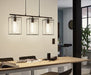 Hanging Ceiling Pendant Light Black Frame & Smoked Glass 3 Bulb Kitchen Lamp Loops