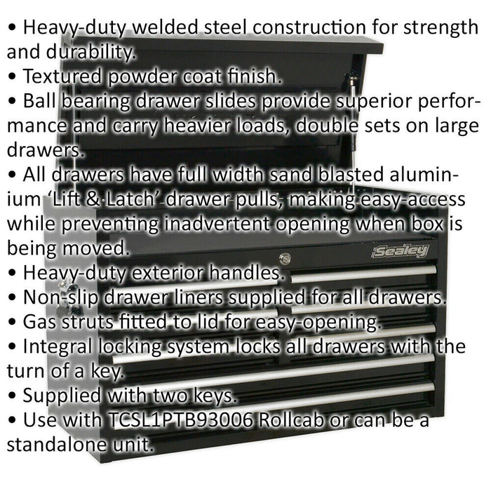 915 x 450 x 565mm PREMIUM Topchest Tool Chest - Heavy Duty 8 Drawer Storage Unit Loops